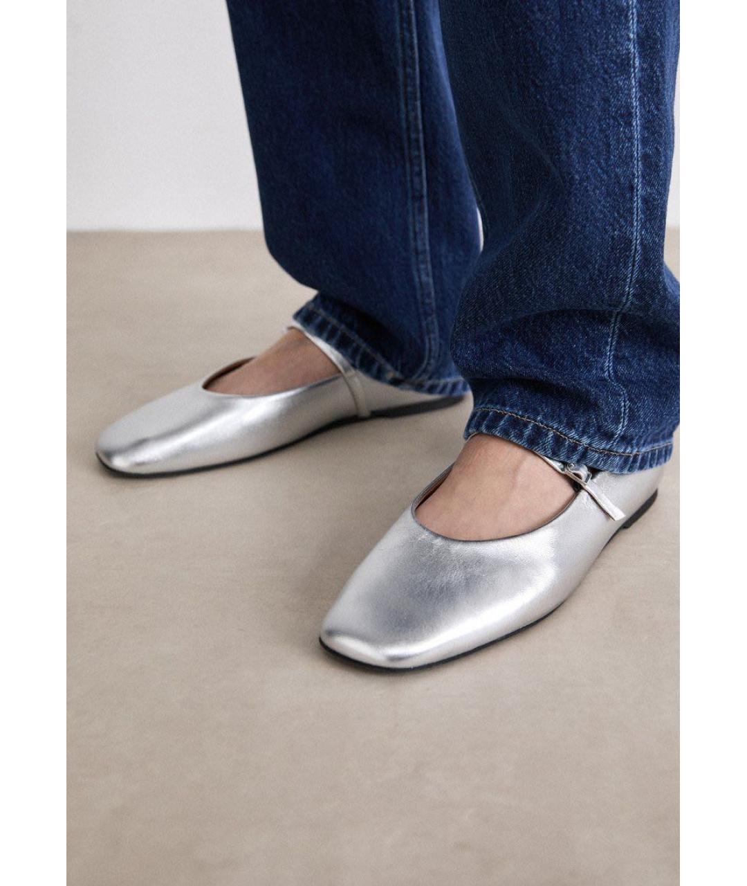 CALVIN KLEIN Серебряные кожаные балетки, фото 7