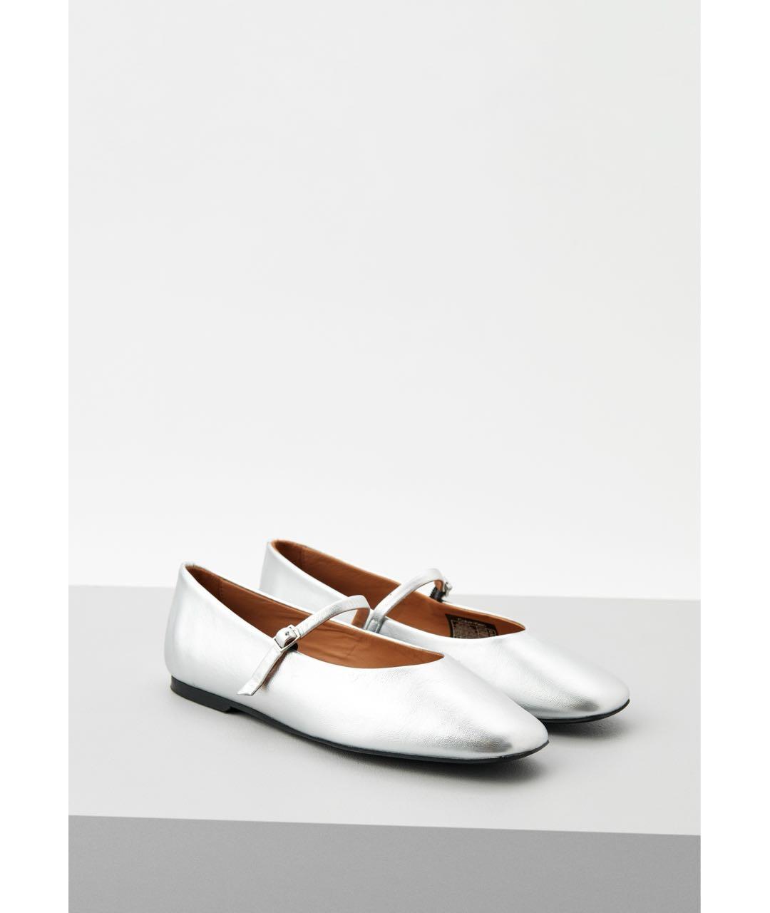 CALVIN KLEIN Серебряные кожаные балетки, фото 6