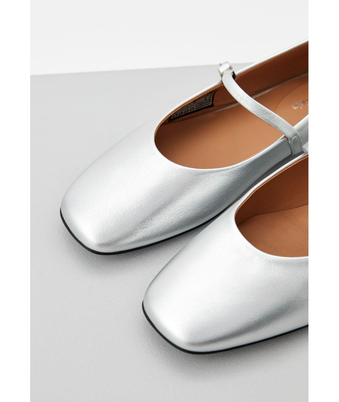 CALVIN KLEIN Серебряные кожаные балетки, фото 5