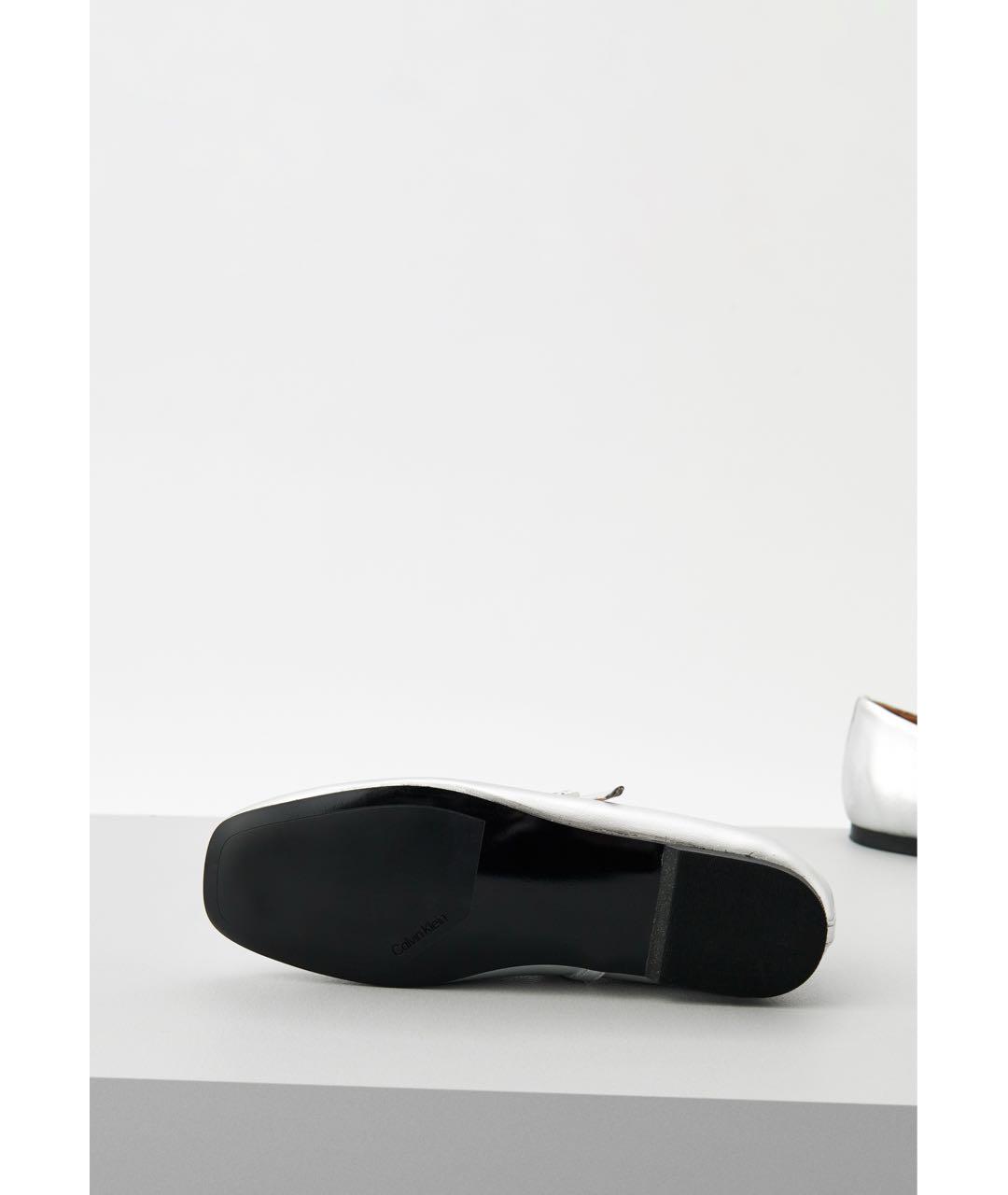 CALVIN KLEIN Серебряные кожаные балетки, фото 8