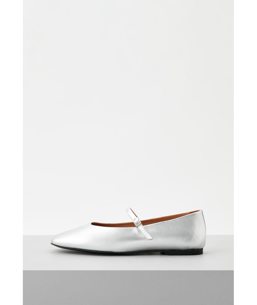 CALVIN KLEIN Серебряные кожаные балетки, фото 4