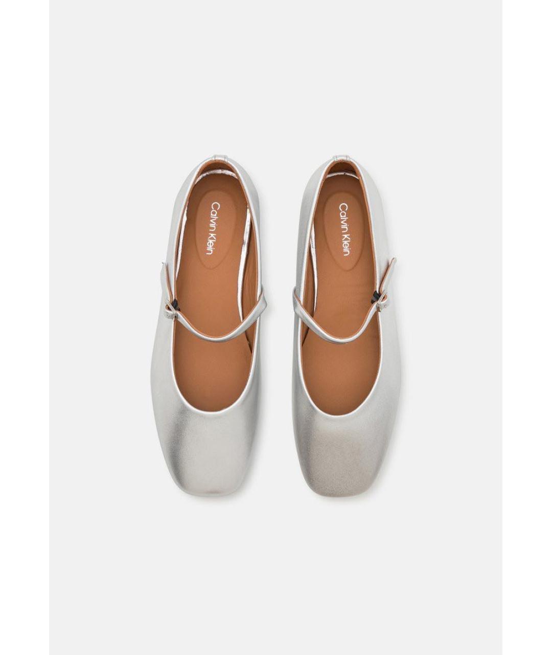 CALVIN KLEIN Серебряные кожаные балетки, фото 3