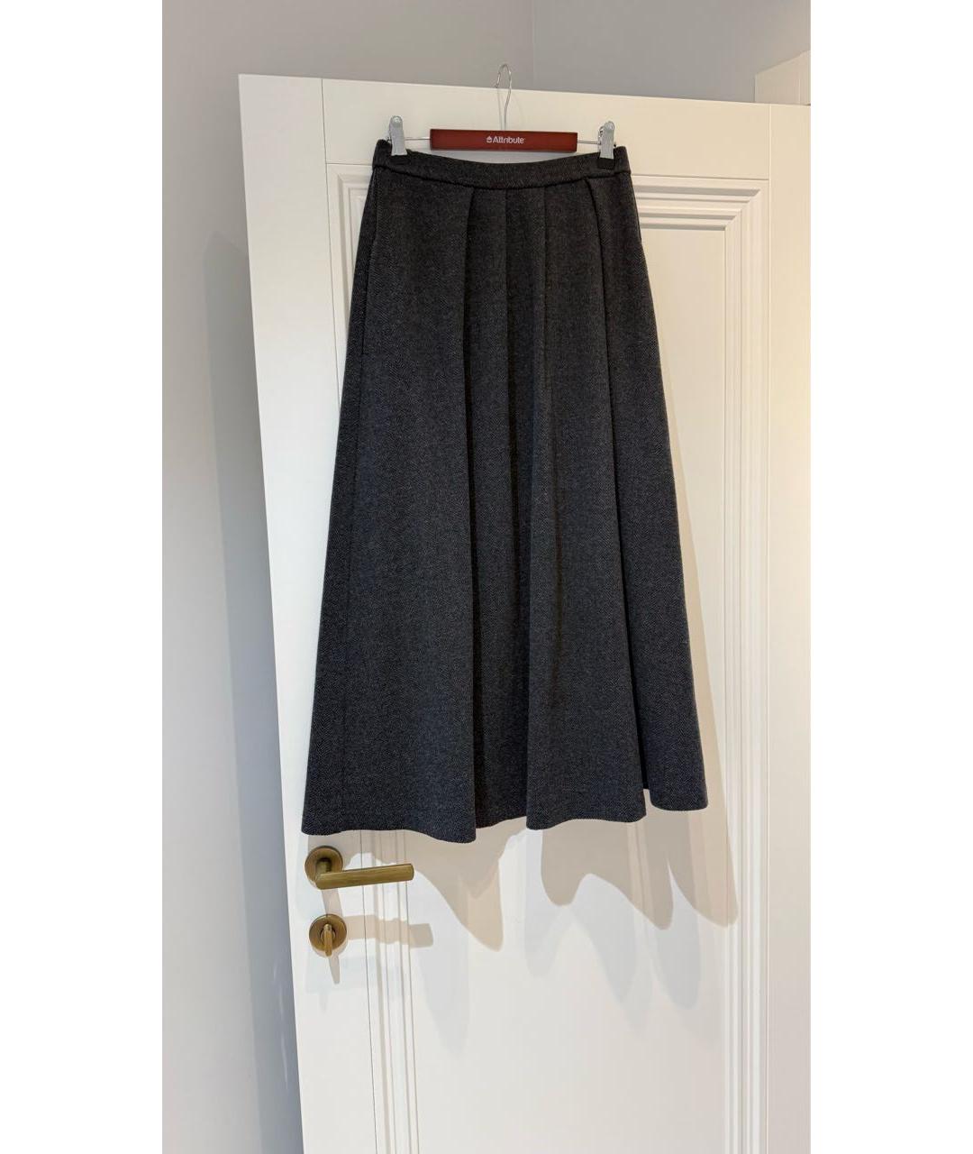 'S MAX MARA Серая шерстяная юбка миди, фото 3