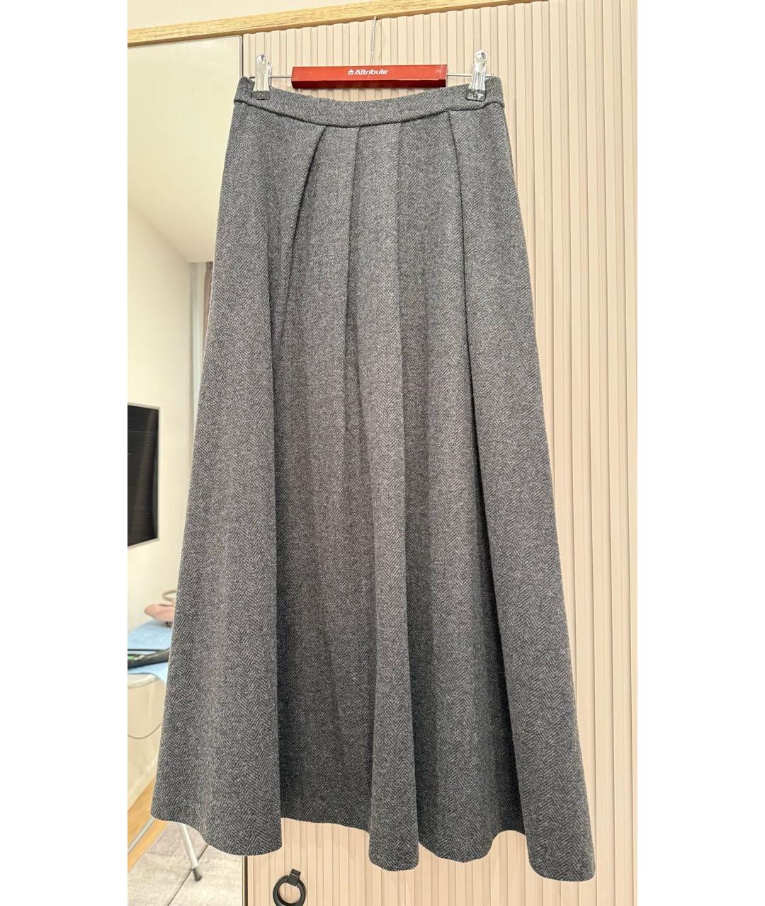 'S MAX MARA Серая шерстяная юбка миди, фото 4