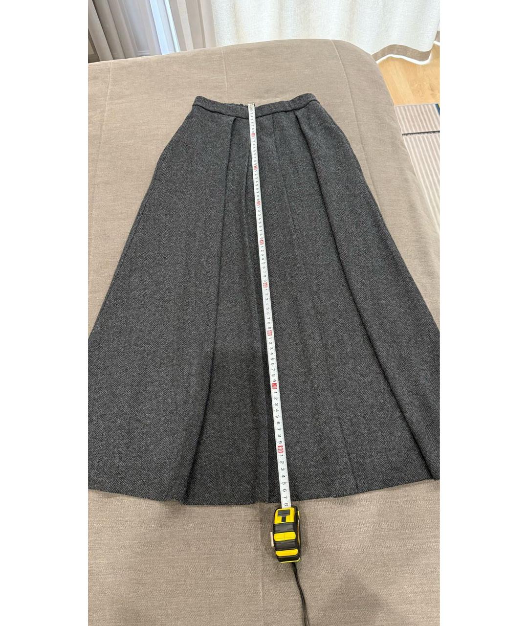 'S MAX MARA Серая шерстяная юбка миди, фото 5