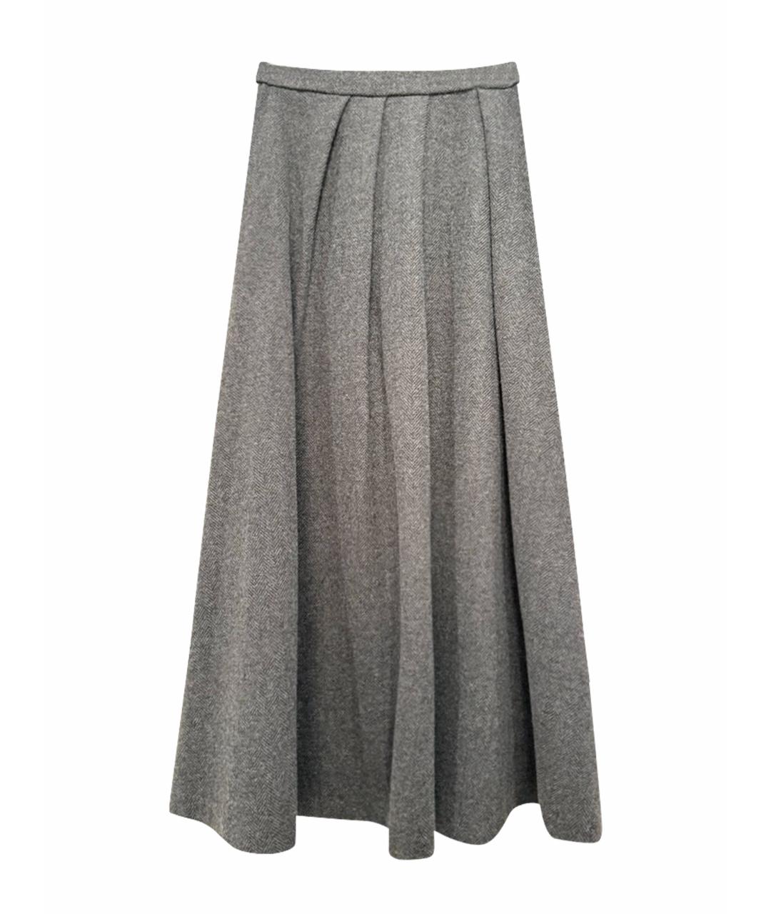 'S MAX MARA Серая шерстяная юбка миди, фото 1