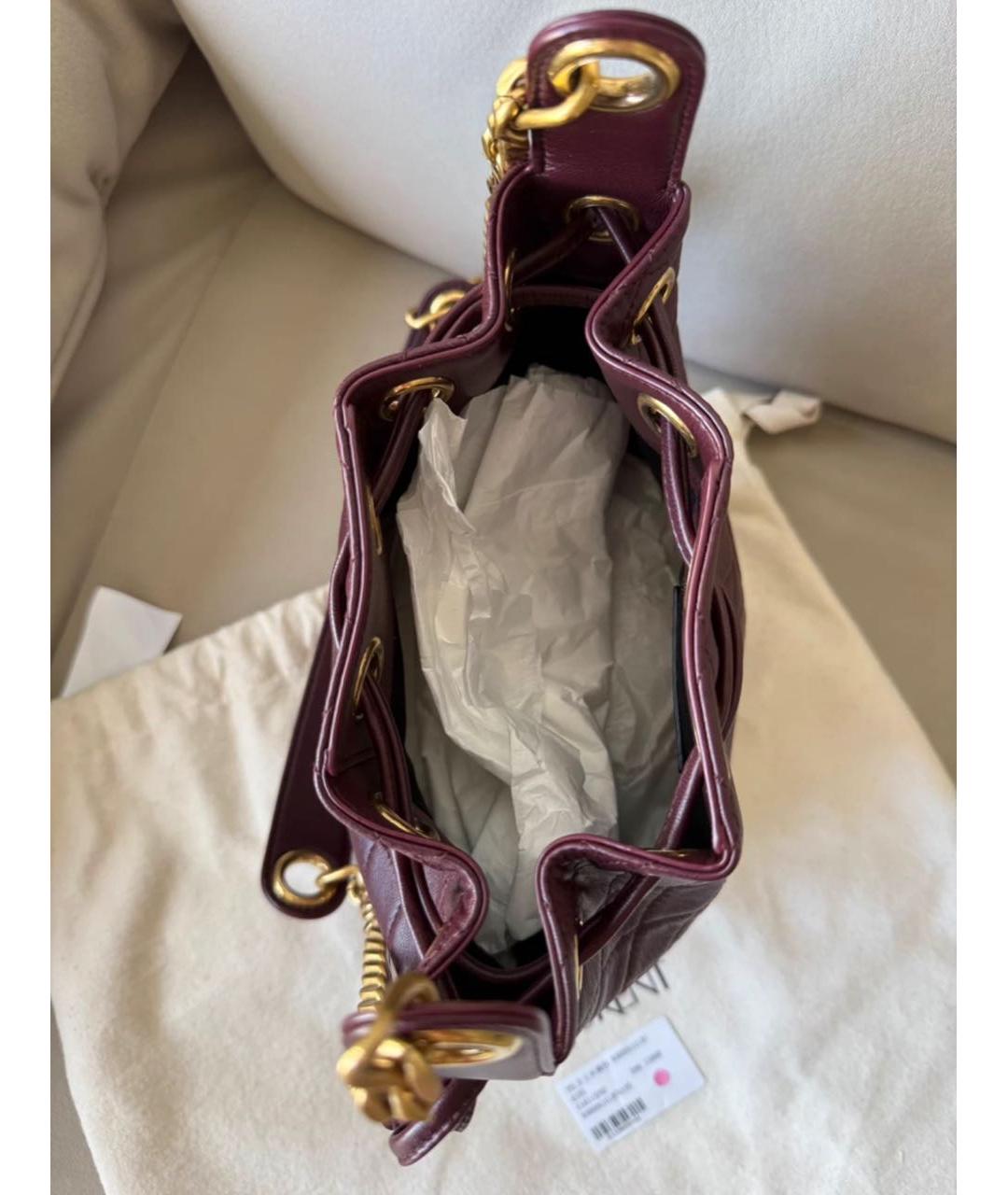 SAINT LAURENT Бордовая кожаная сумка через плечо, фото 6
