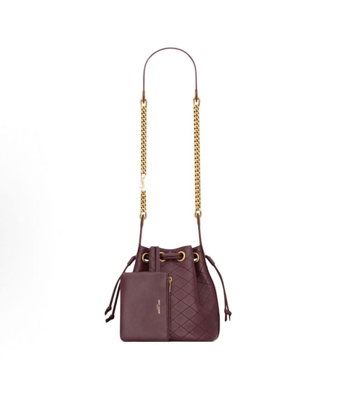 SAINT LAURENT Бордовая кожаная сумка через плечо, фото 7