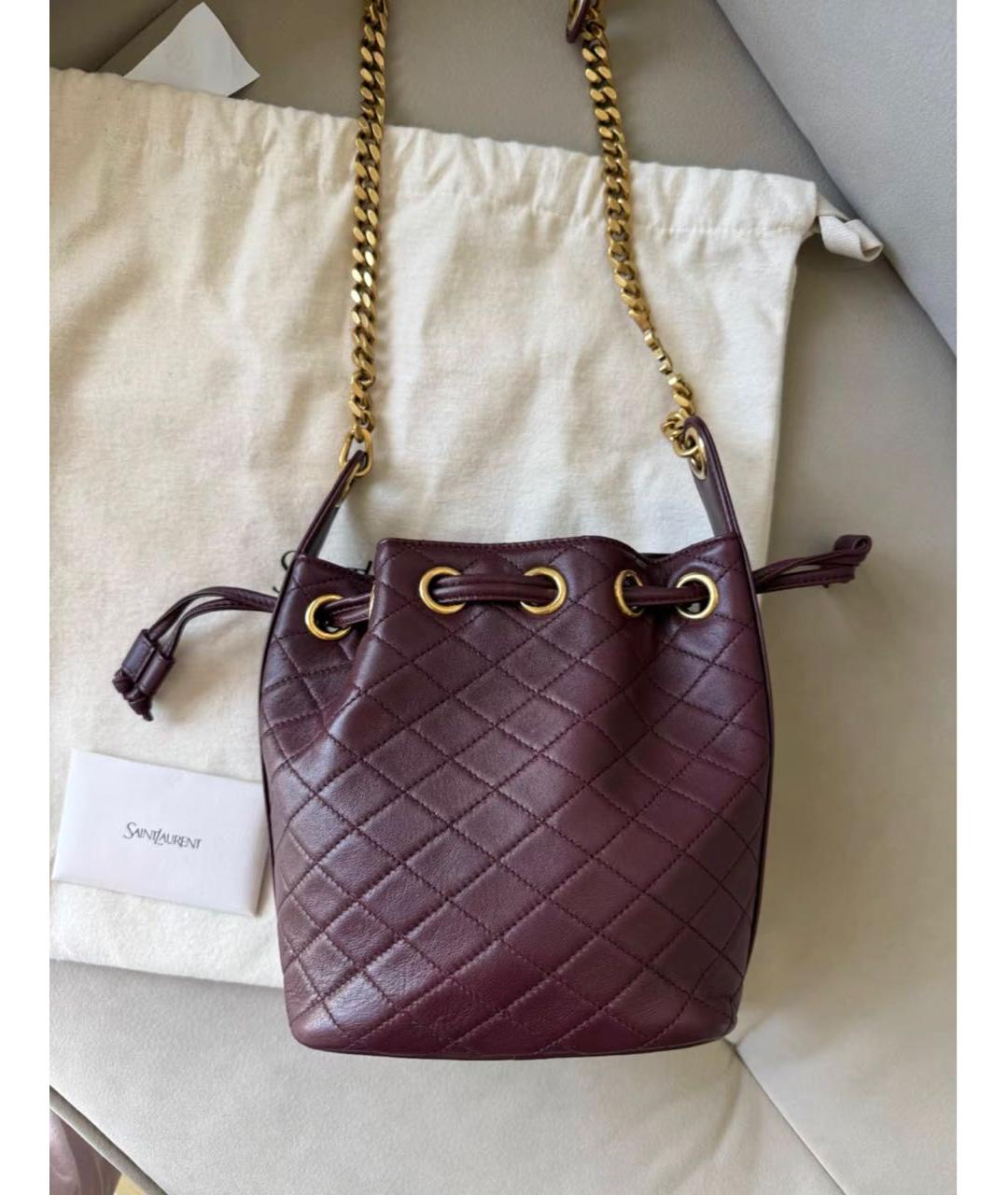 SAINT LAURENT Бордовая кожаная сумка через плечо, фото 3