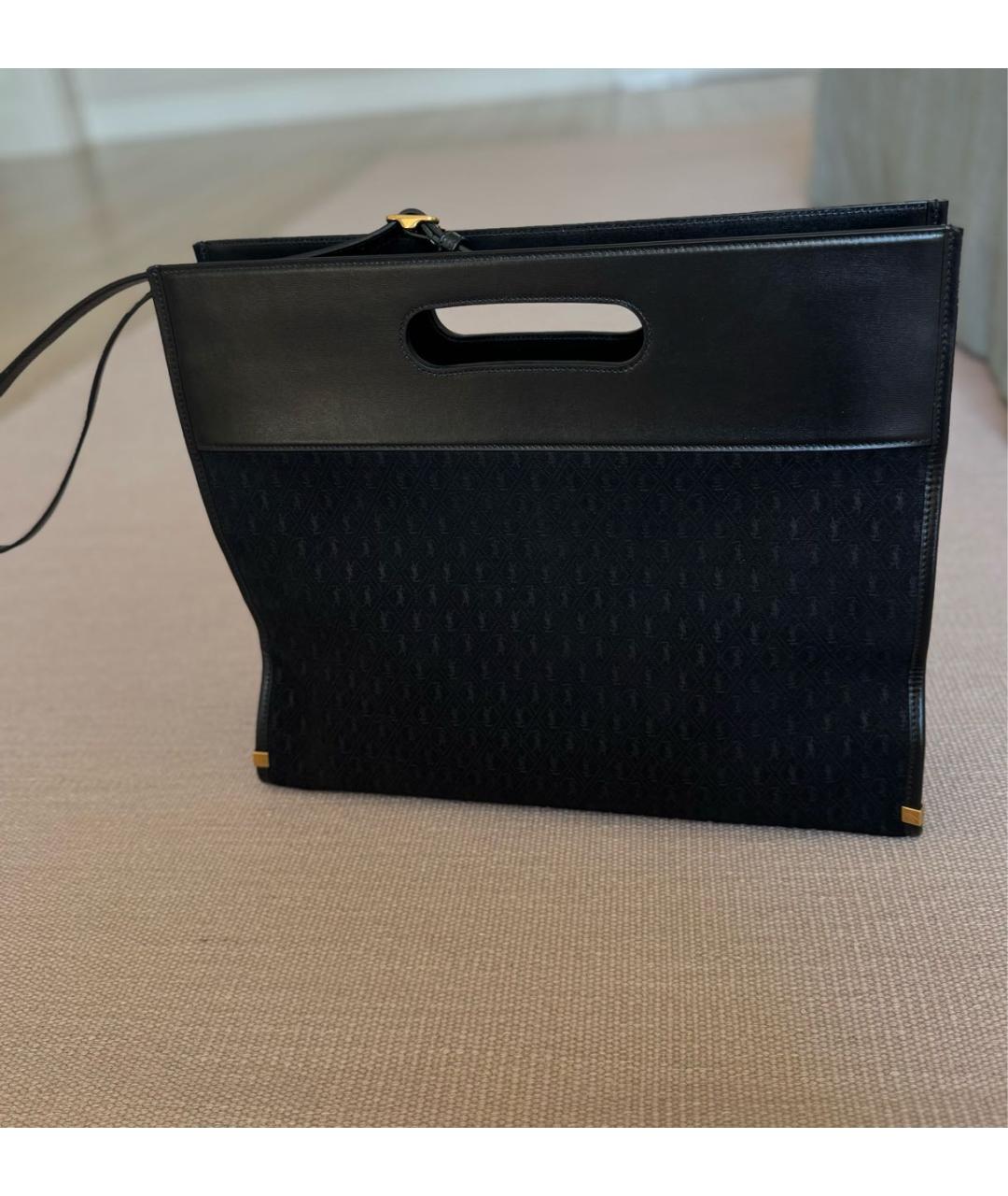 SAINT LAURENT Коричневая кожаная сумка с короткими ручками, фото 7