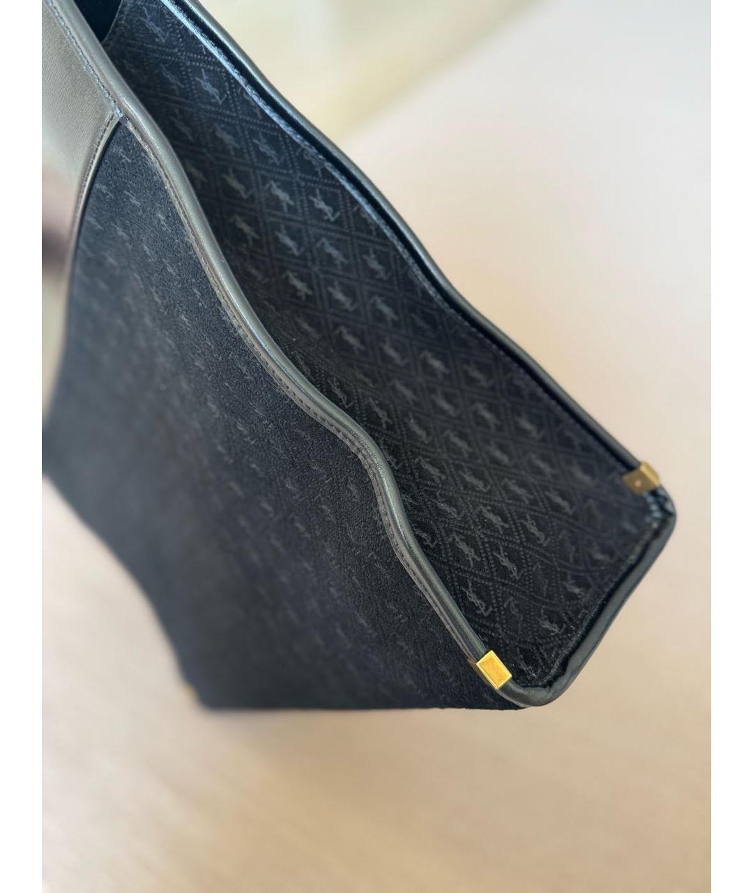 SAINT LAURENT Коричневая кожаная сумка с короткими ручками, фото 2