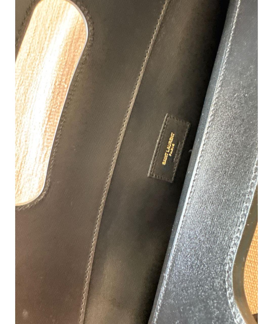 SAINT LAURENT Коричневая кожаная сумка с короткими ручками, фото 6