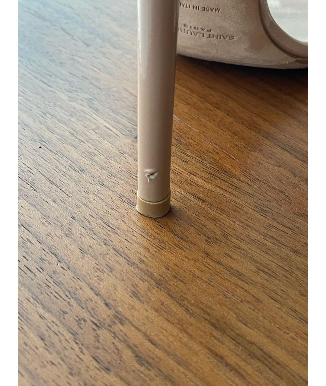 SAINT LAURENT Бежевые кожаные босоножки, фото 5