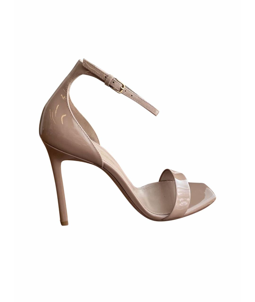 SAINT LAURENT Бежевые кожаные босоножки, фото 1