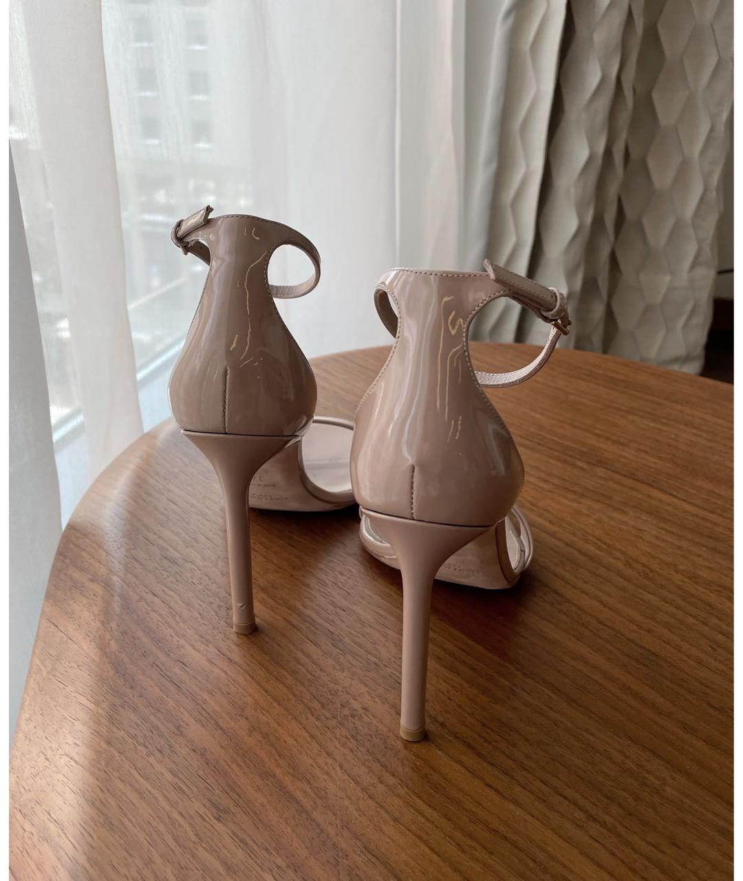 SAINT LAURENT Бежевые кожаные босоножки, фото 4