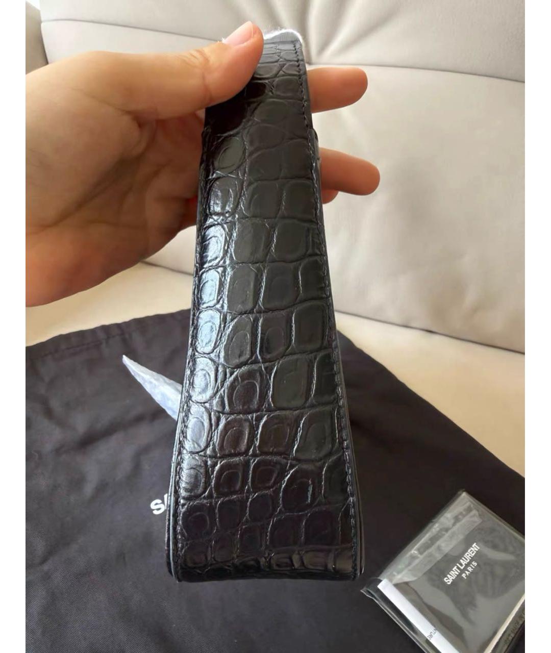 SAINT LAURENT Черная кожаная сумка с короткими ручками, фото 5