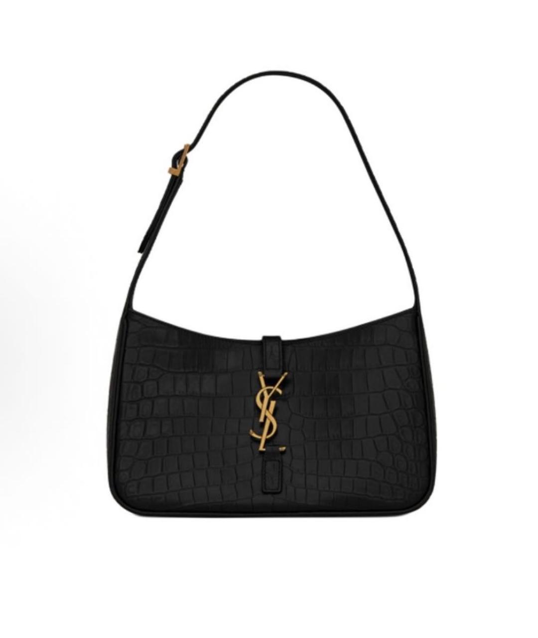 SAINT LAURENT Черная кожаная сумка с короткими ручками, фото 7