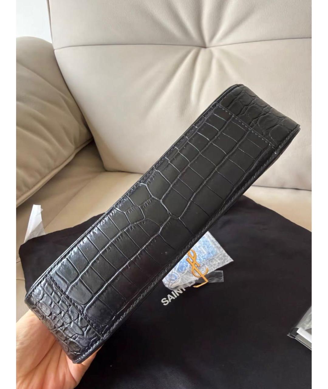 SAINT LAURENT Черная кожаная сумка с короткими ручками, фото 4