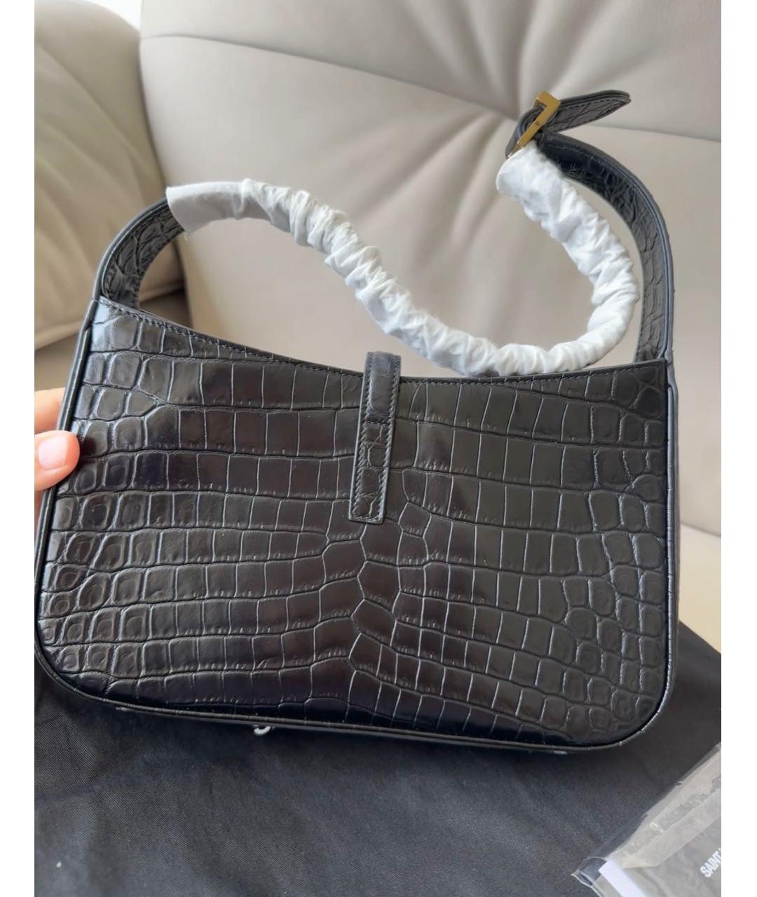 SAINT LAURENT Черная кожаная сумка с короткими ручками, фото 3