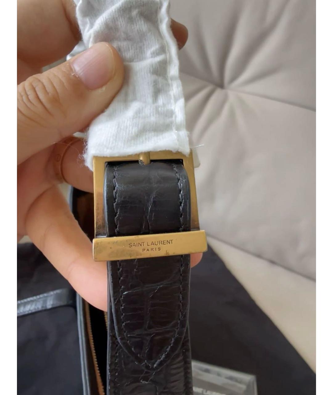SAINT LAURENT Черная кожаная сумка с короткими ручками, фото 6