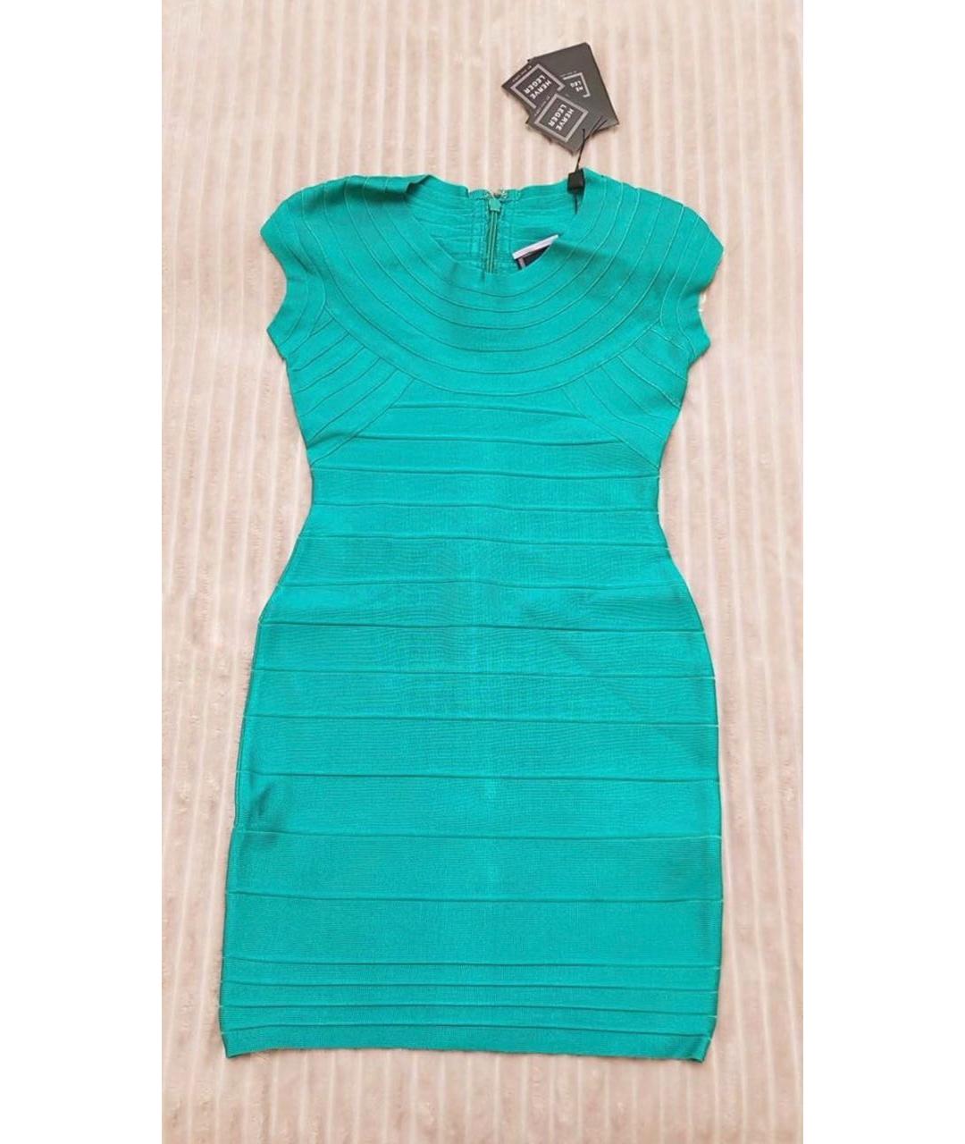 HERVE LEGER Бирюзовое полиэстеровое коктейльное платье, фото 2