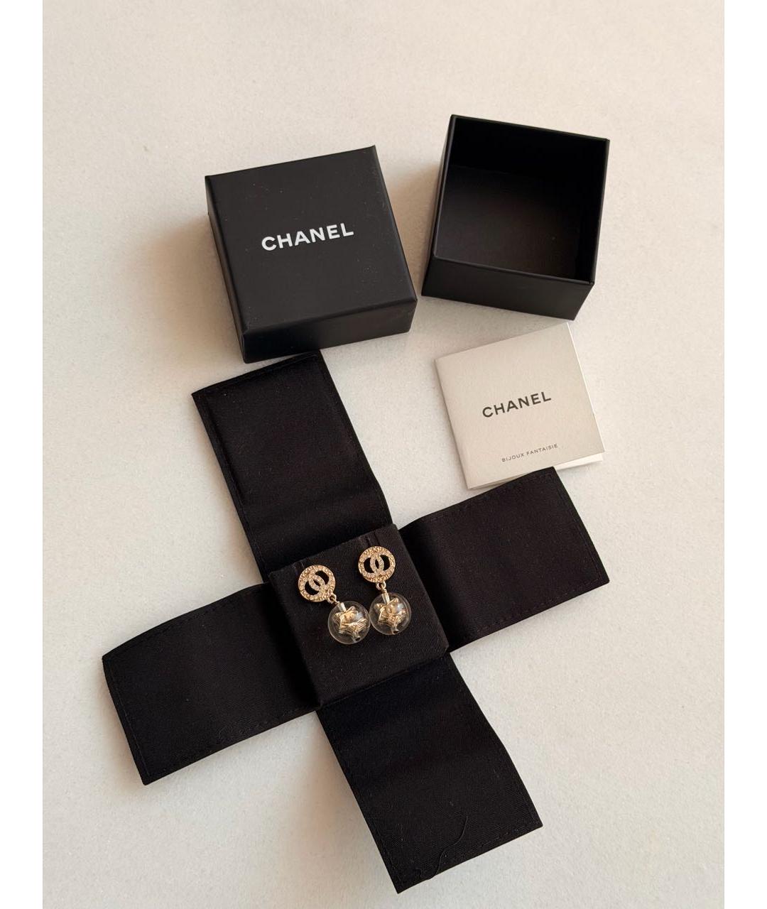 CHANEL Золотые металлические серьги, фото 2