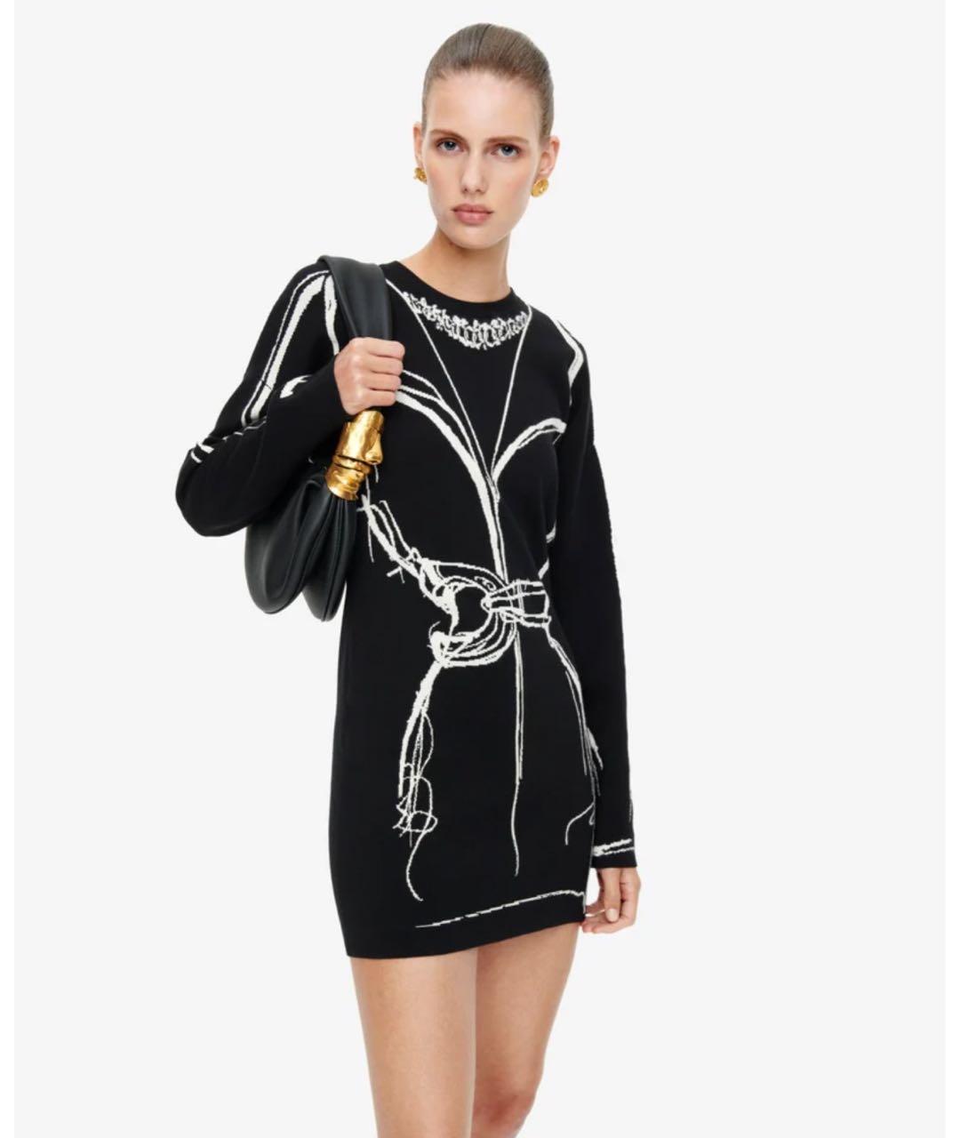 SCHIAPARELLI Черное шерстяное повседневное платье, фото 2