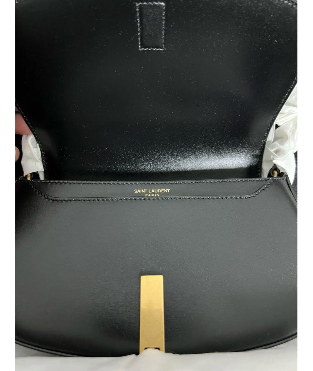 SAINT LAURENT Черная кожаная сумка с короткими ручками, фото 5