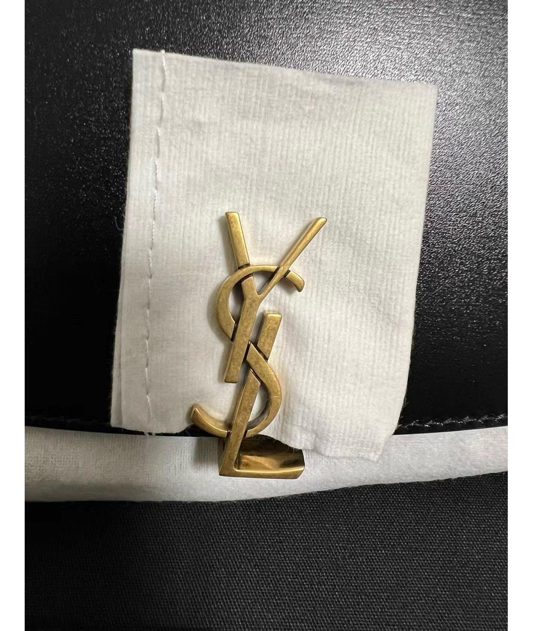 SAINT LAURENT Черная кожаная сумка с короткими ручками, фото 7