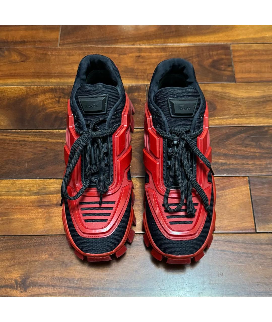 PRADA Красные кожаные кроссовки, фото 2