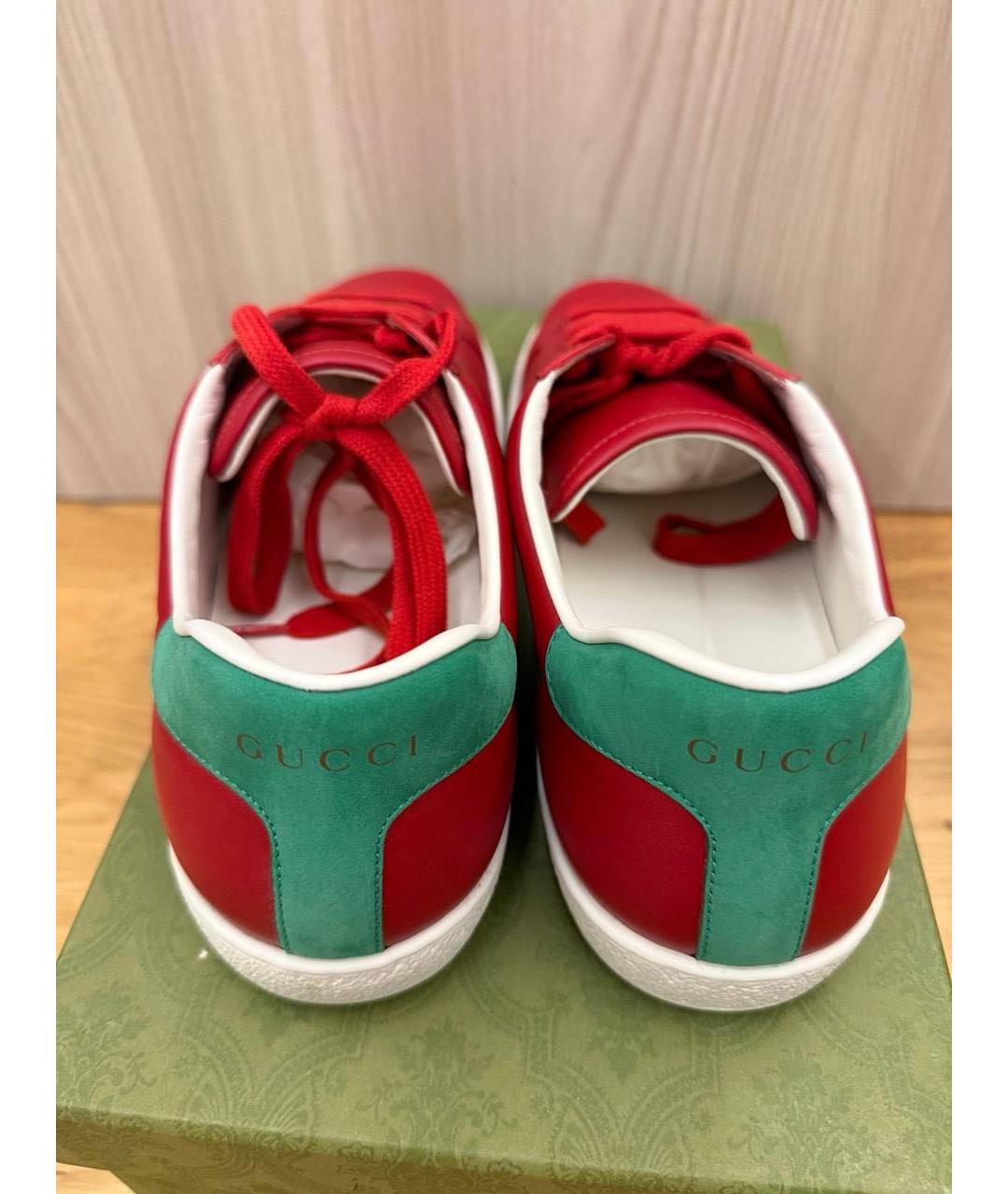 GUCCI Красные кожаные низкие кроссовки / кеды, фото 5