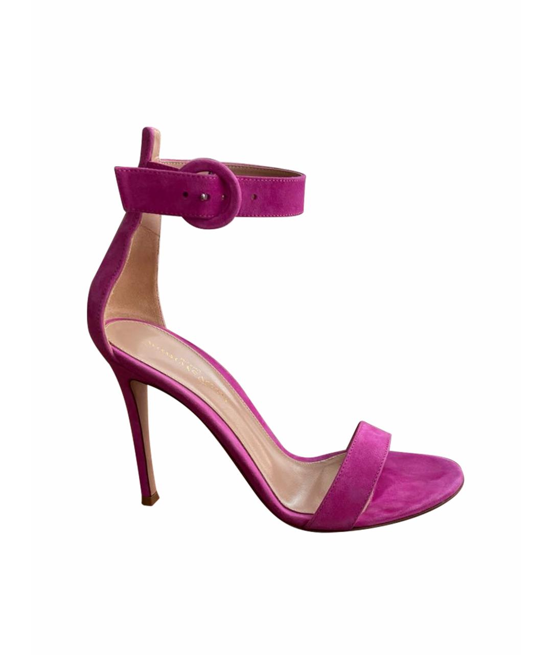 GIANVITO ROSSI Фуксия кожаные босоножки, фото 1