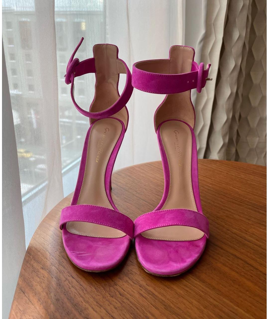 GIANVITO ROSSI Фуксия кожаные босоножки, фото 3