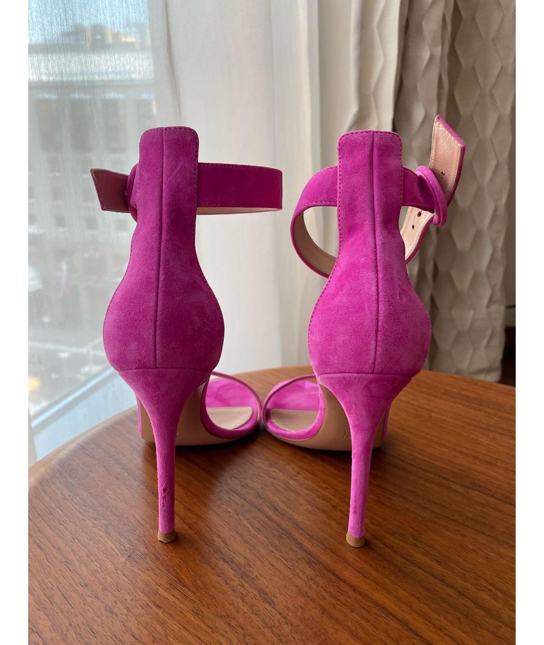 GIANVITO ROSSI Фуксия кожаные босоножки, фото 4