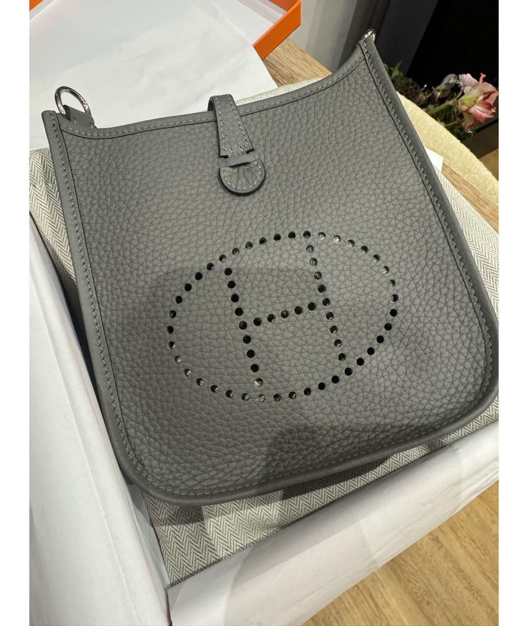 HERMES Серая кожаная сумка через плечо, фото 2