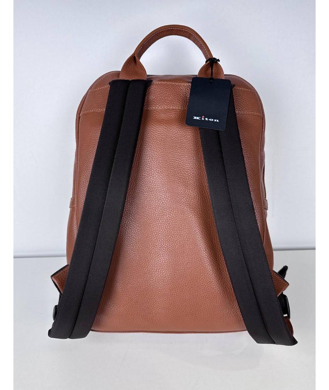 KITON Коричневый кожаный рюкзак, фото 3