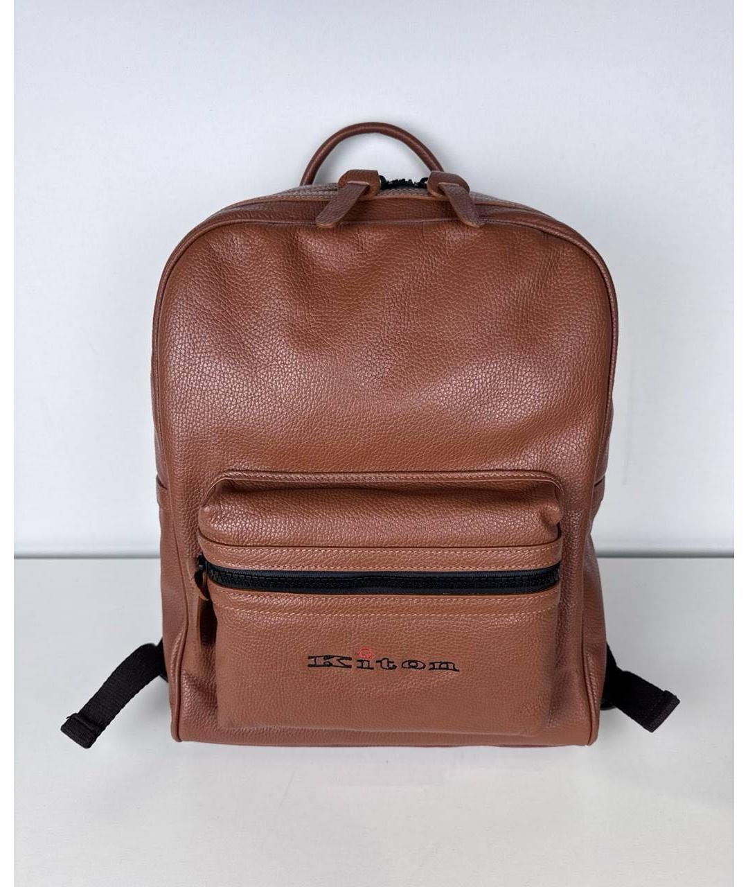 KITON Коричневый кожаный рюкзак, фото 4