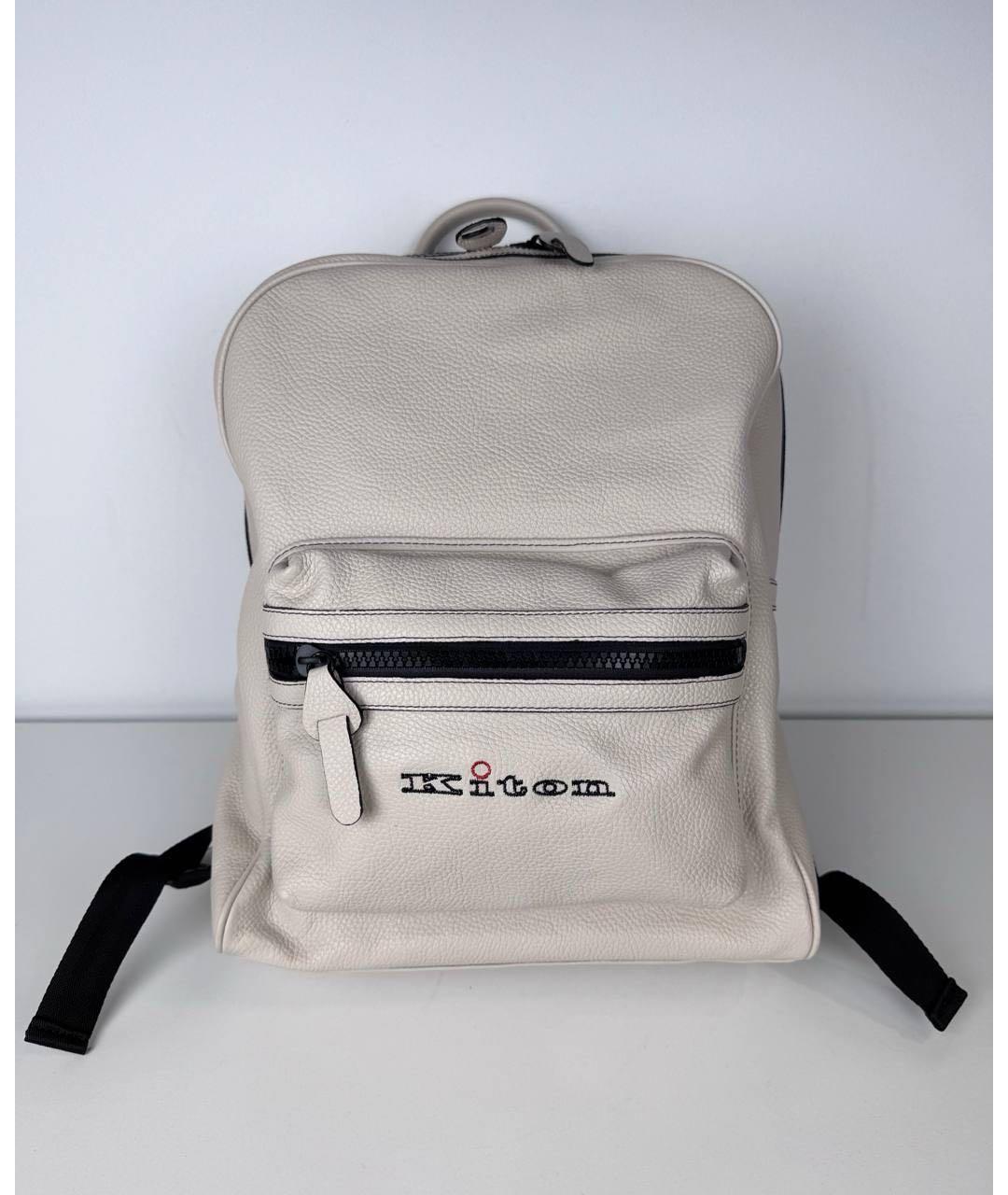 KITON Бежевый кожаный рюкзак, фото 4