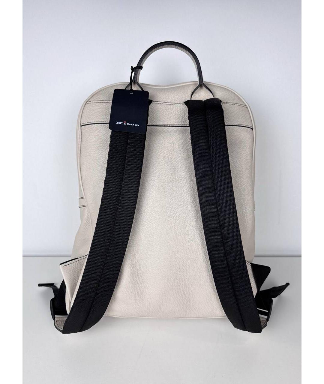 KITON Бежевый кожаный рюкзак, фото 3