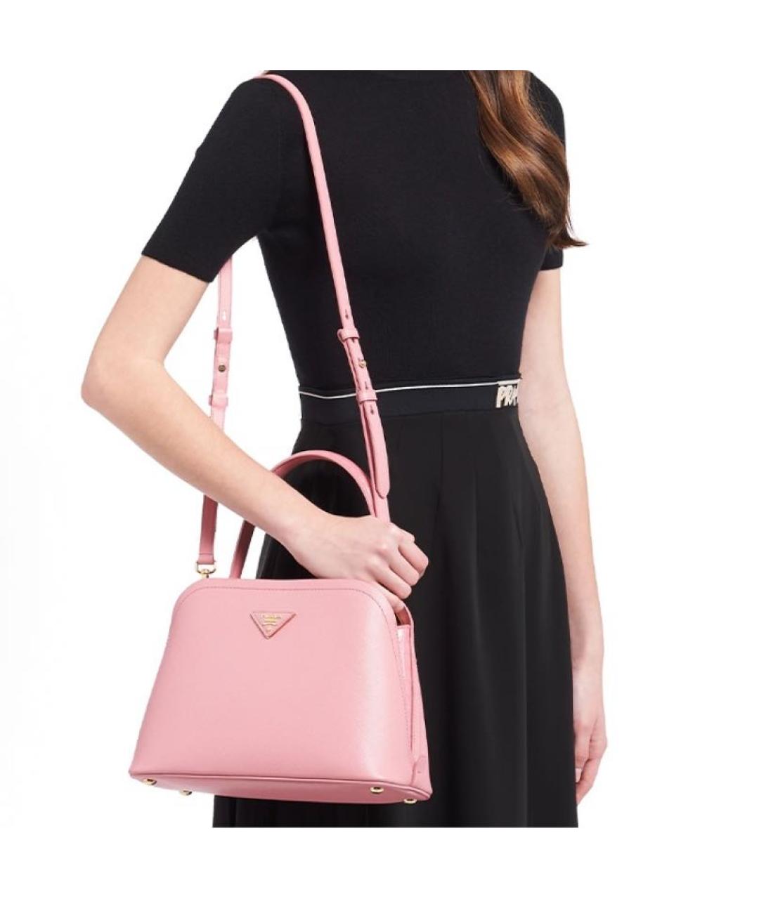 PRADA Розовая кожаная сумка с короткими ручками, фото 4