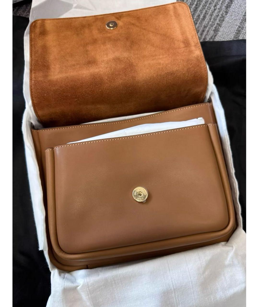 SAINT LAURENT Коричневая кожаная сумка через плечо, фото 3