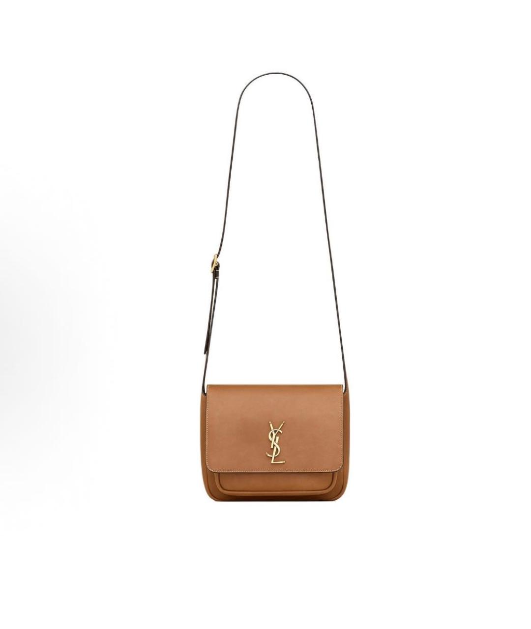 SAINT LAURENT Коричневая кожаная сумка через плечо, фото 6