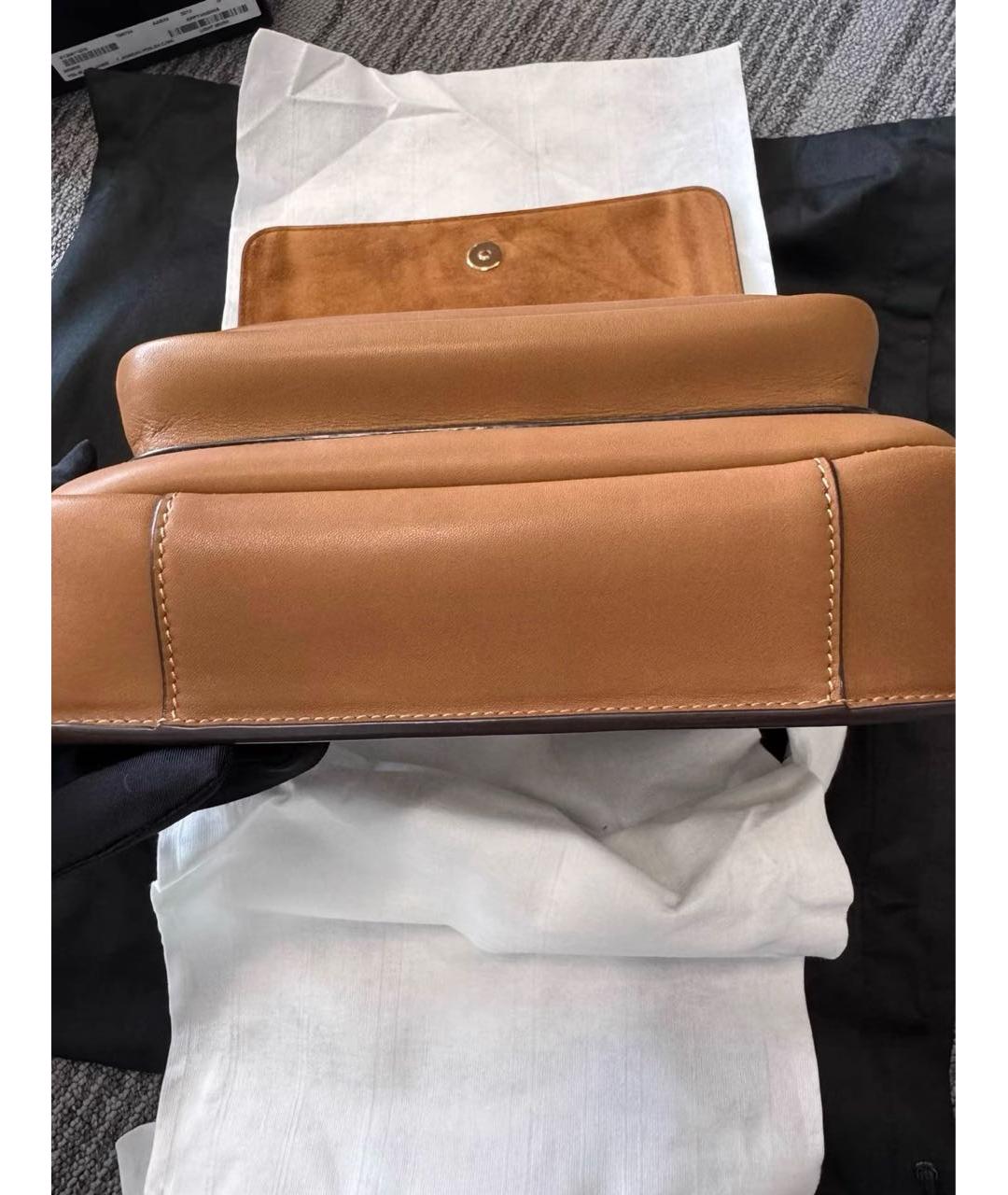 SAINT LAURENT Коричневая кожаная сумка через плечо, фото 4