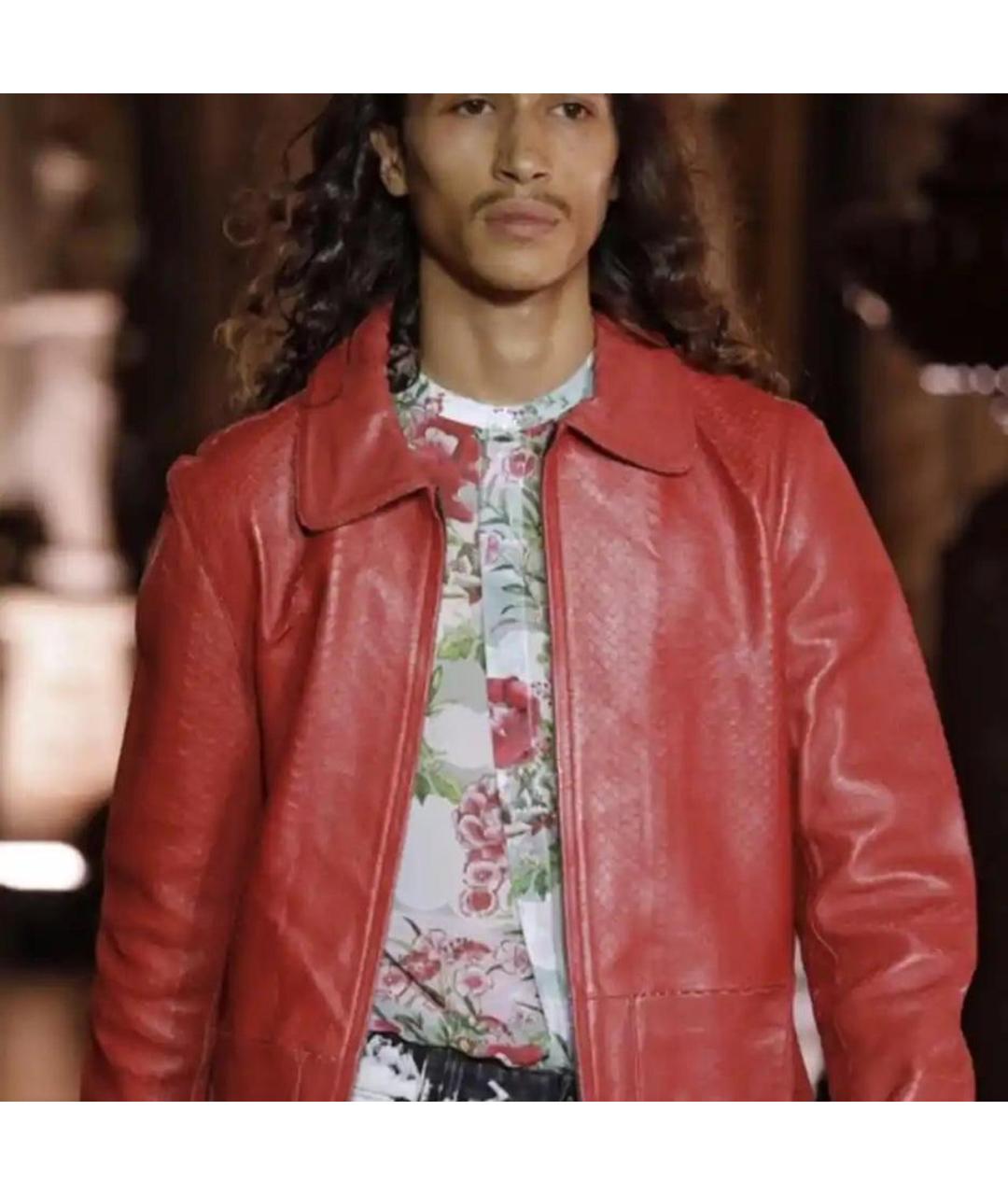 GIAMBATTISTA VALLI Красная кожаная куртка, фото 4