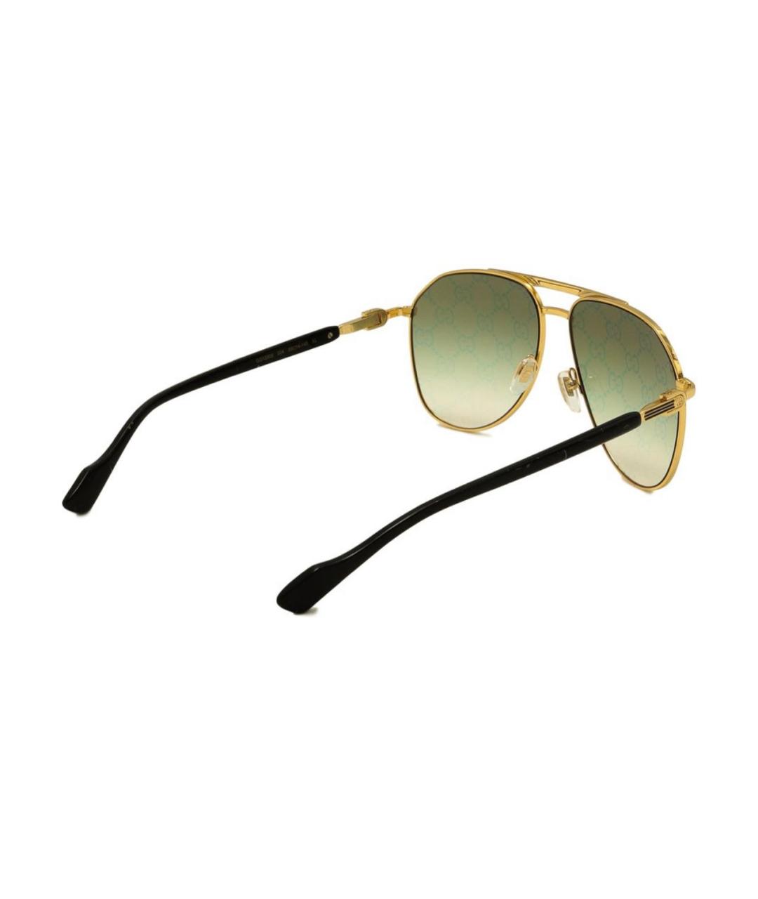 GUCCI Золотые металлические солнцезащитные очки, фото 4