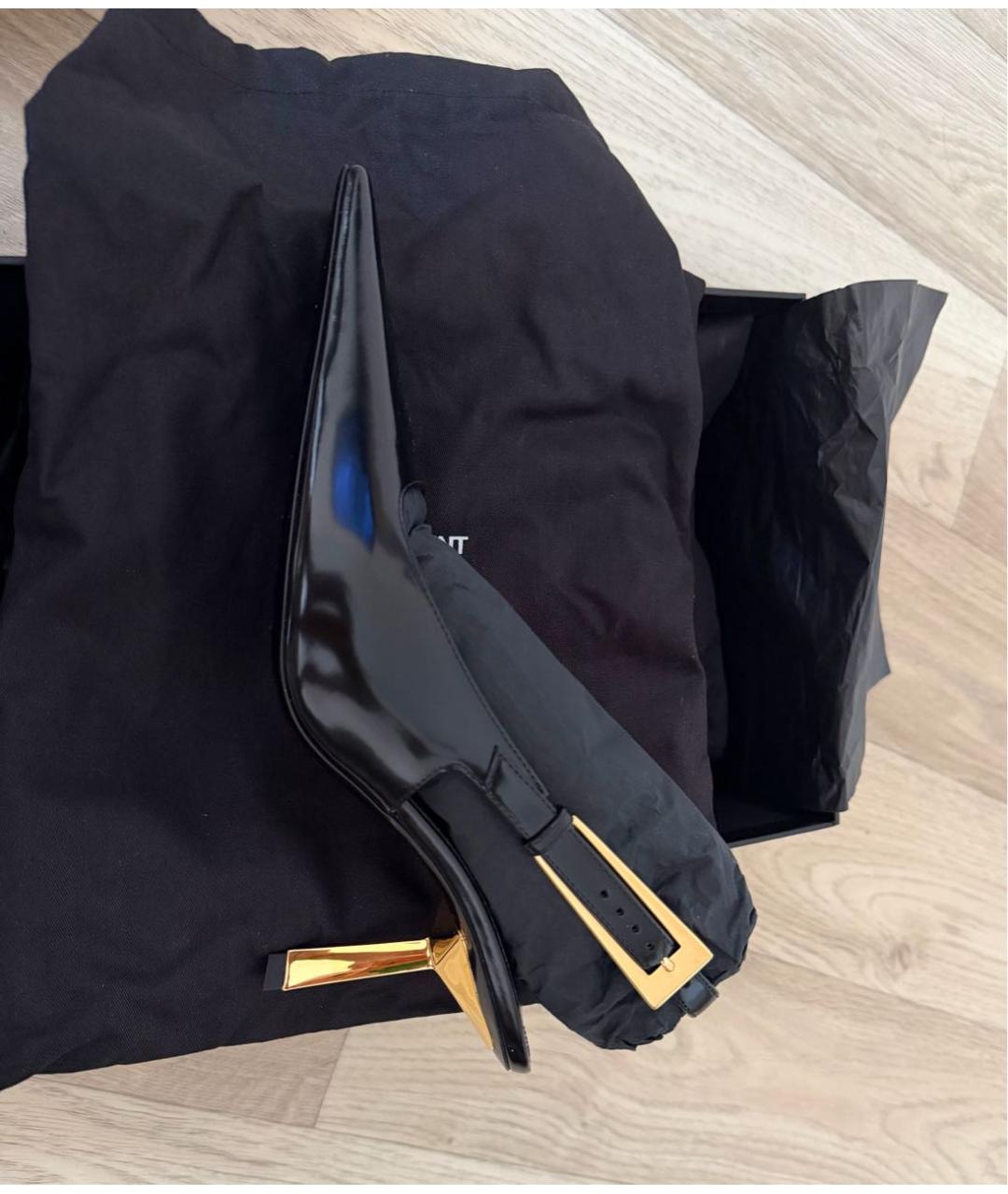 SAINT LAURENT Черные кожаные туфли, фото 3