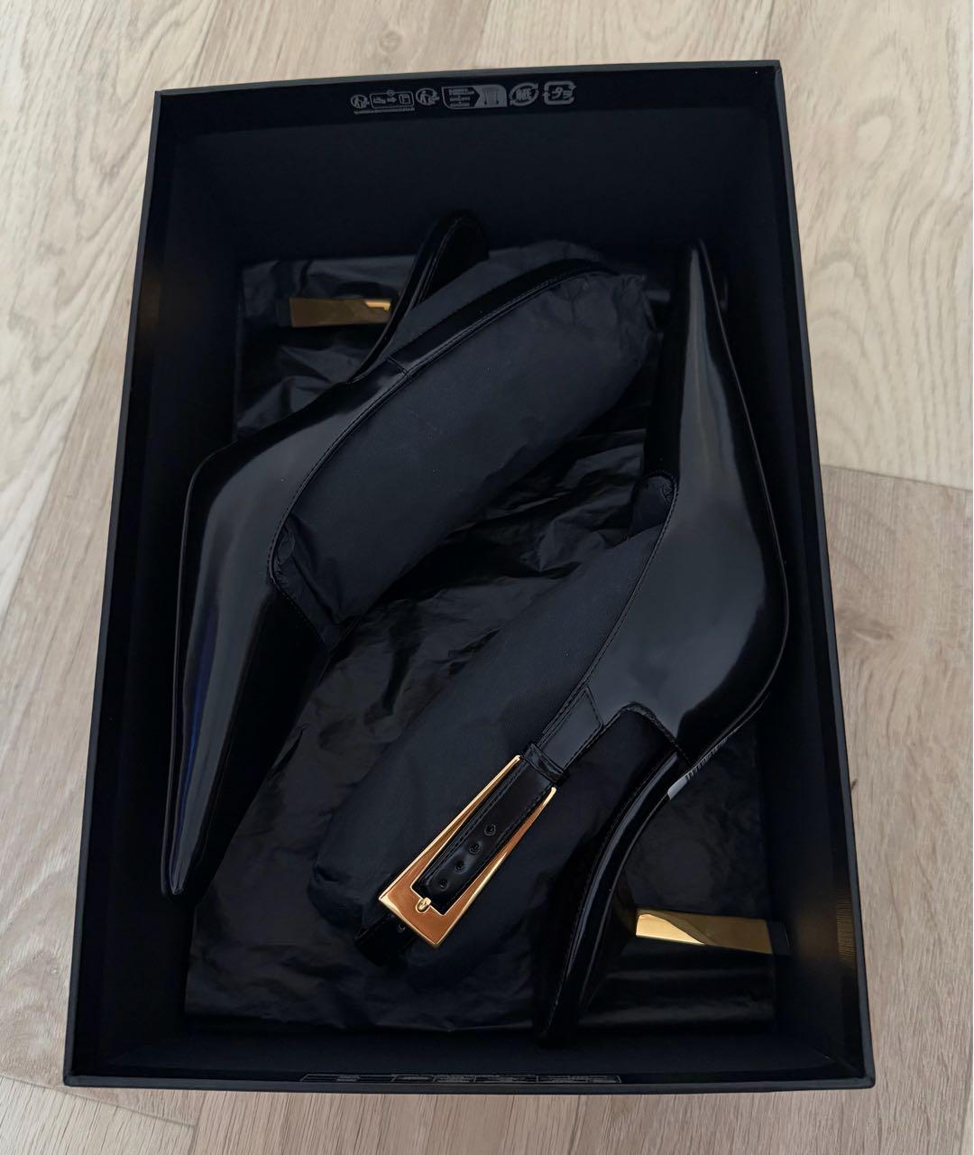 SAINT LAURENT Черные кожаные туфли, фото 4