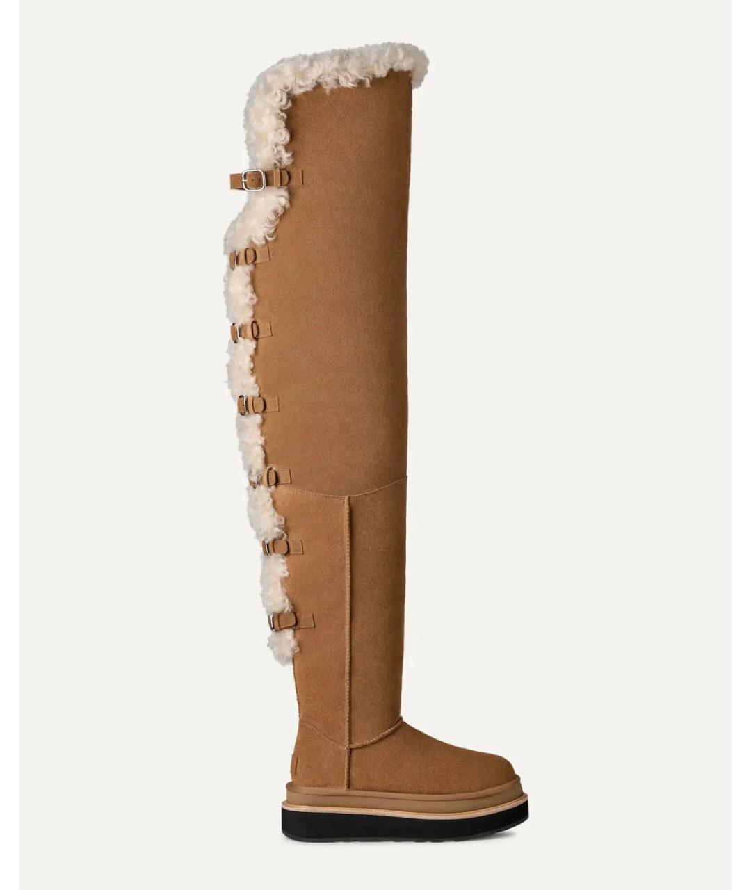 UGG AUSTRALIA Бежевые кожаные ботфорты, фото 10