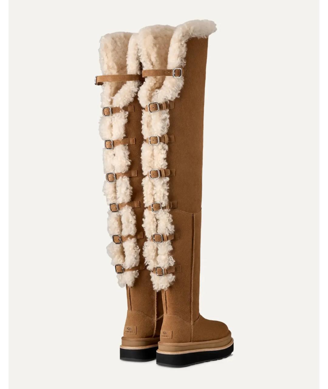 UGG AUSTRALIA Бежевые кожаные ботфорты, фото 4