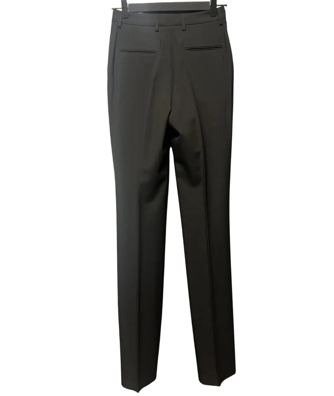 SAINT LAURENT Черные шерстяные прямые брюки, фото 5